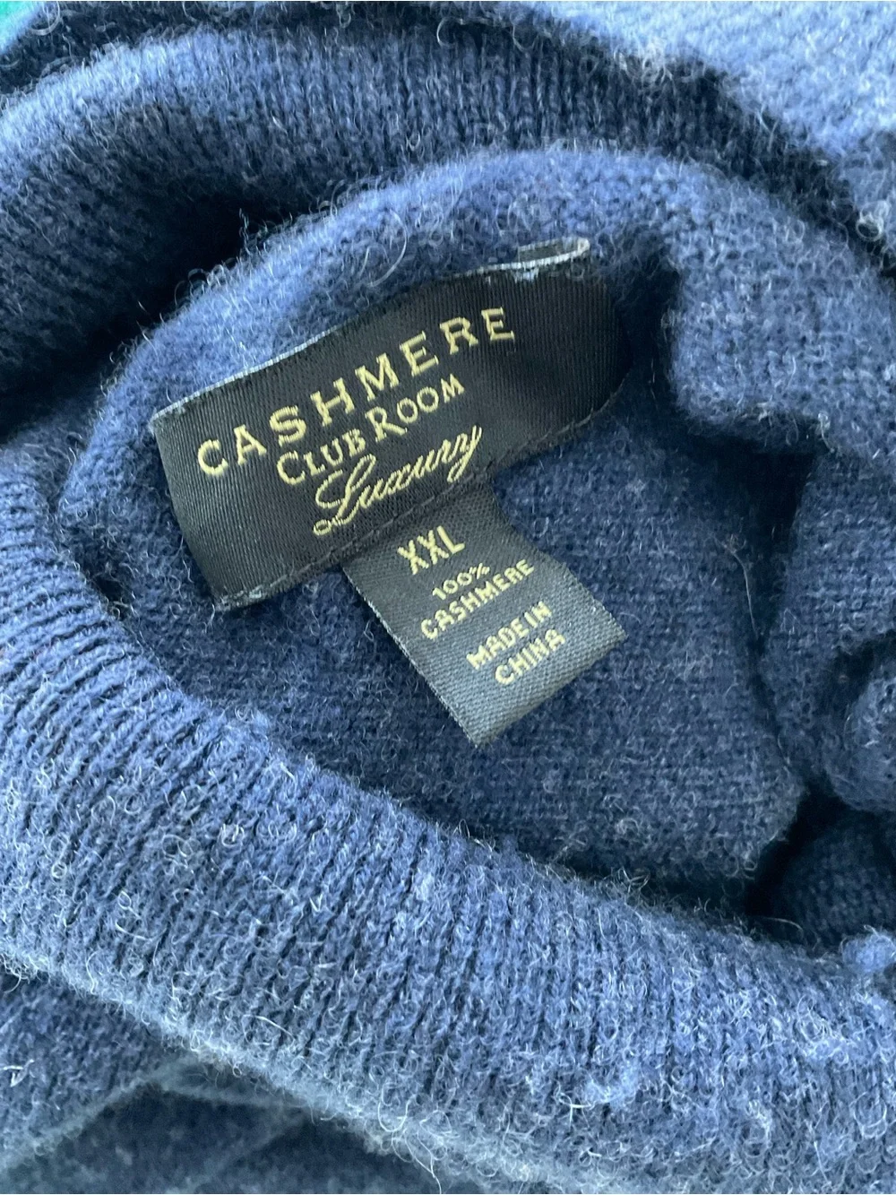 Club Room 100% Cashmere Turtleneck Sweater XXL Navy Blue Quiet Luxury